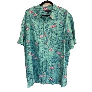 Margaritaville mens XXL flamingo tropical Hawaiian button up short sleeve shirt